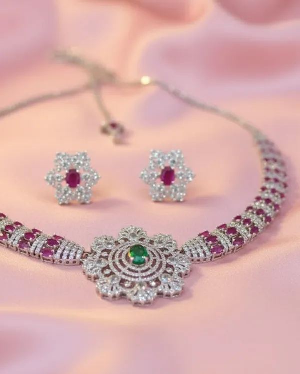 Silver_Brass_Necklace_Set_For_Women